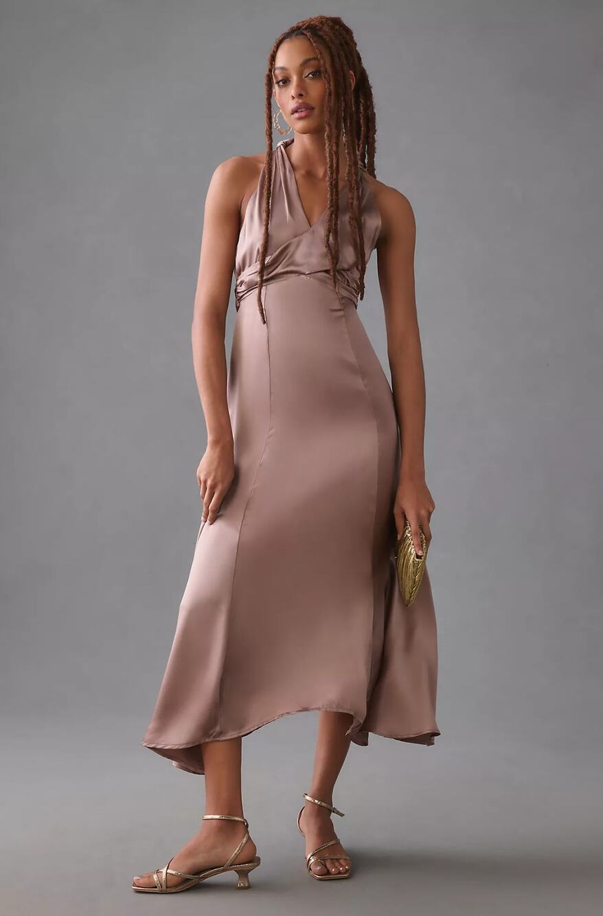 Anthropologie Silk V-Neck Dress - New Size 8